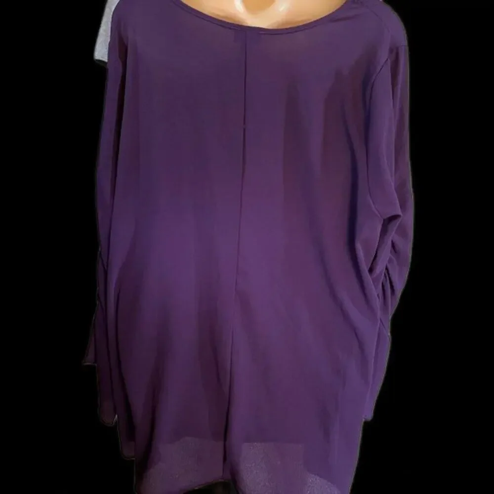 Torrid Purple Long Sleeve Ruched Blouse   Size 2  NWT